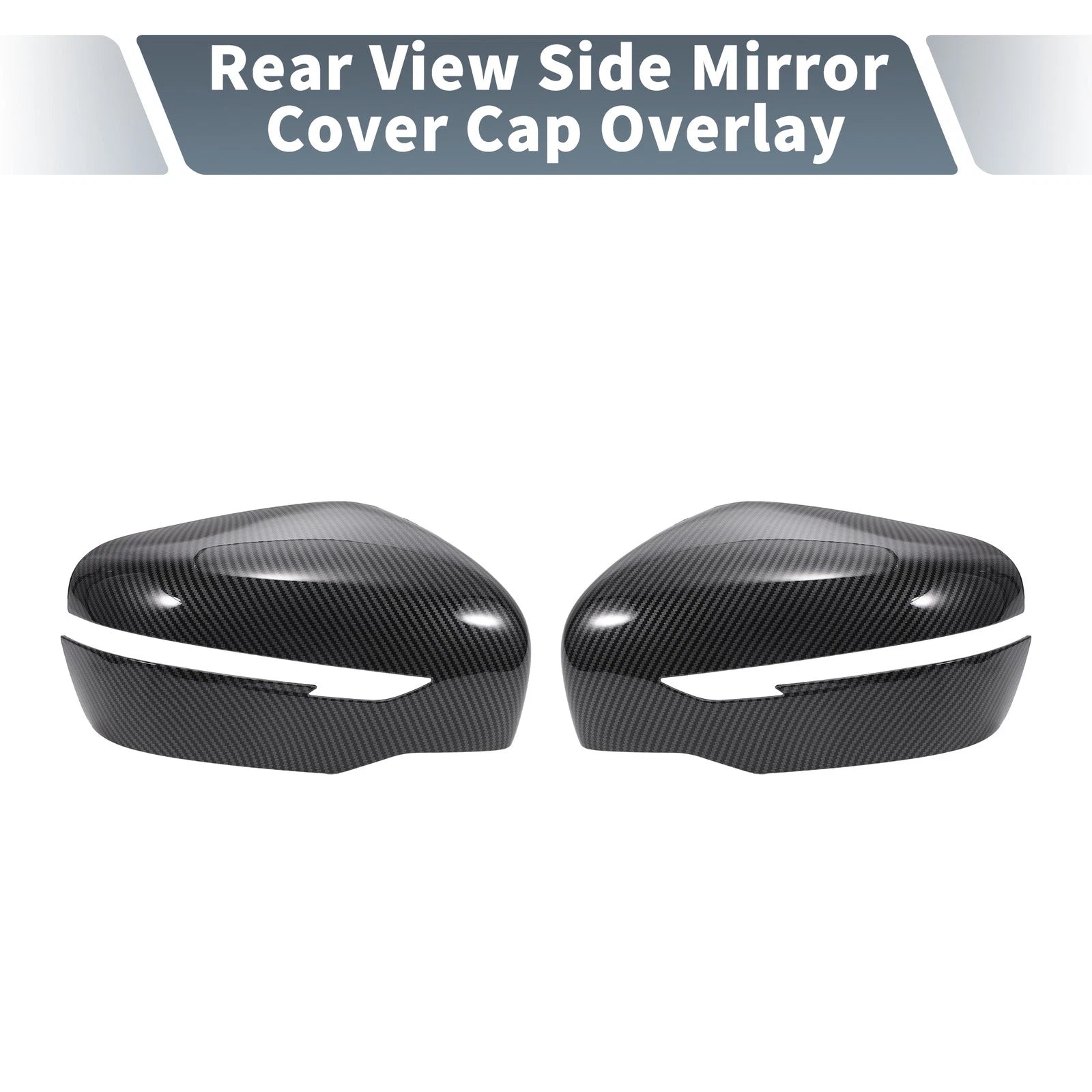 Pair Rearview Mirror Cover Overlay Black Carbon Fiber for Nissan X-Trail Rogue (2014–2022)