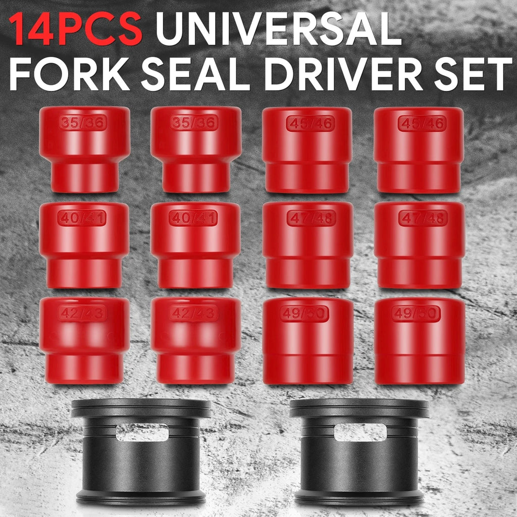 Set of 14 Fork Seal Installer Tools for Universal Motorcycle (35mm-50mm)