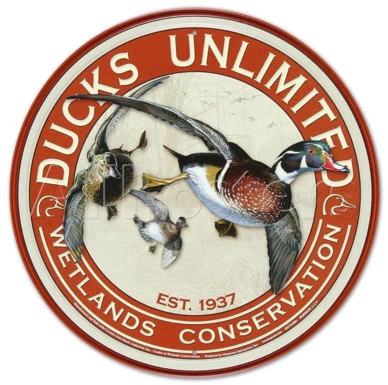 Vintage Mallard Duck Tin Metal Sign for Wetland Conservation (1900)