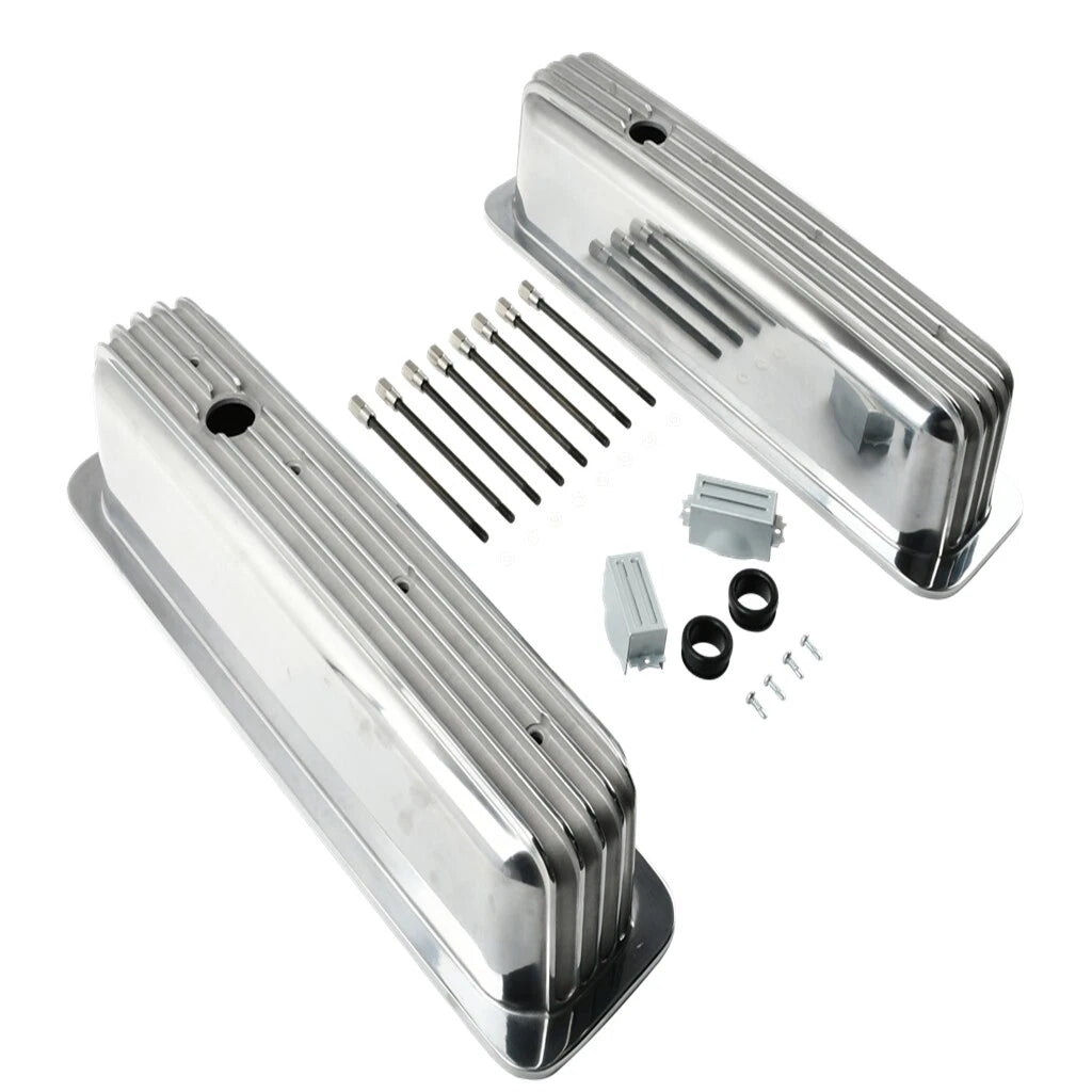 Aluminum Tall Finned Black Valve Covers for SBC 5.0L 5.7L (1987–1997)