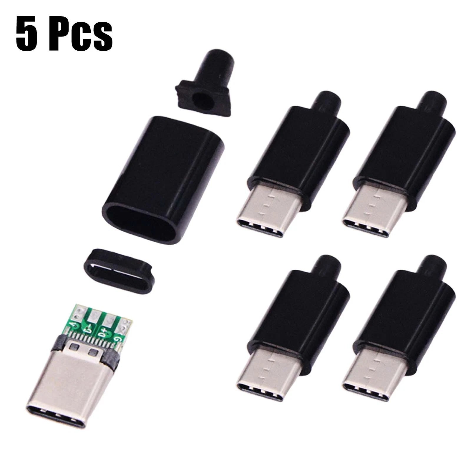Set of 5 USB C Male Connectors for PCB Board Welding