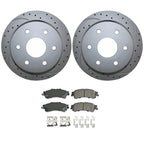 Rear Brake Kit Set of 4 Drilled 325mm Disc Rotors & Akebono Pads for Chevy GMC