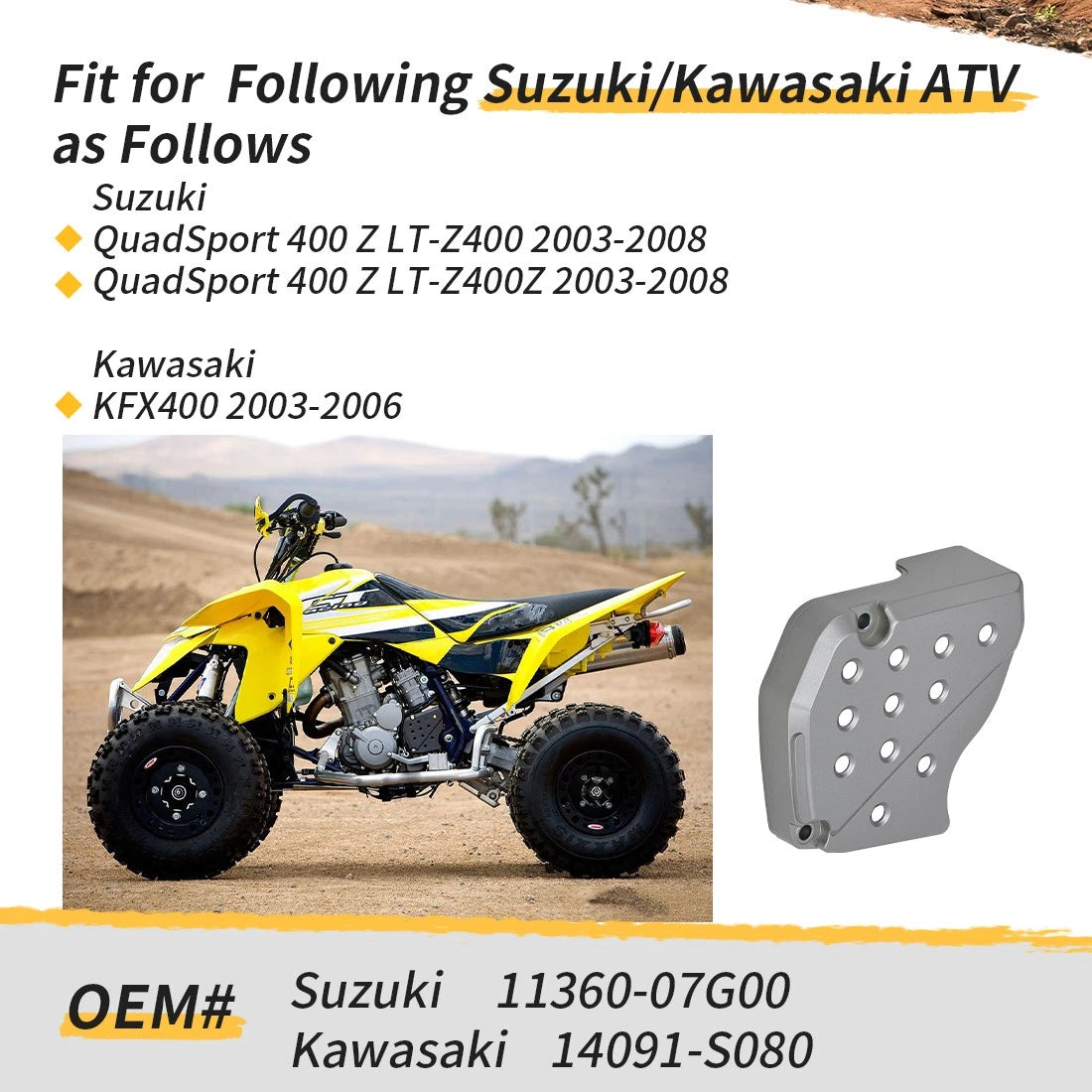 Front Sprocket Cover 11360-07G00 for Suzuki QuadSport Z400 (2003–2008)