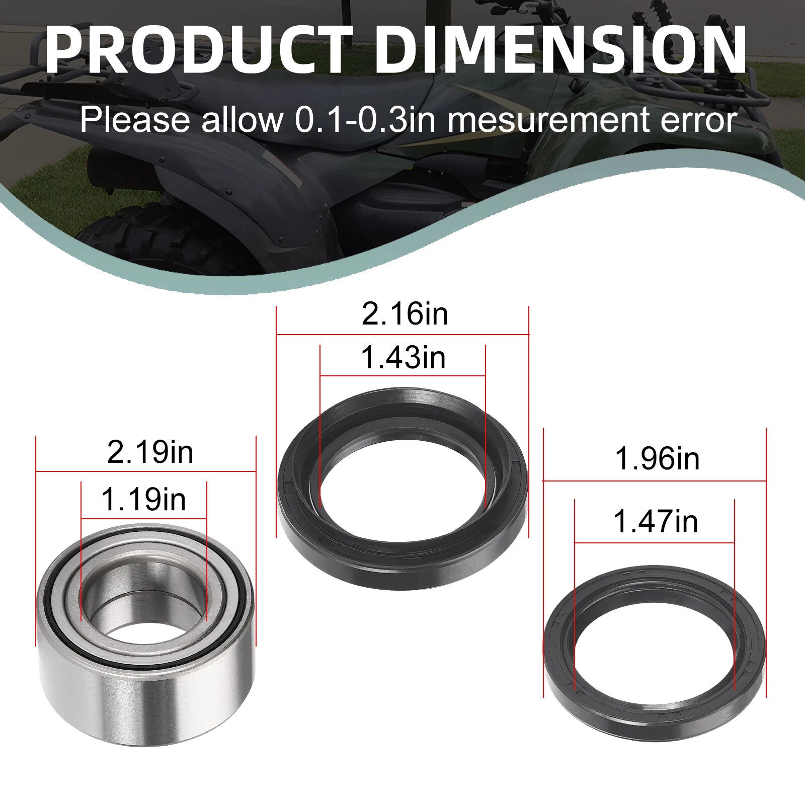 Front Wheel Bearings Seals for Kawasaki Bayou KLF300 KLF400 Prairie KVF300 KVF400