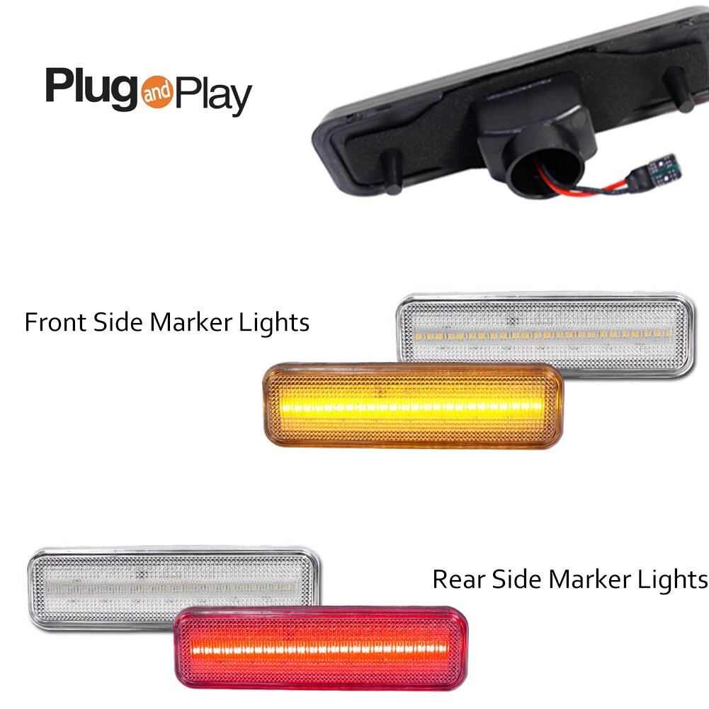 Set of 4 Clear LED Side Marker Lights for Dodge Charger (1972–1974, 1984–1987)