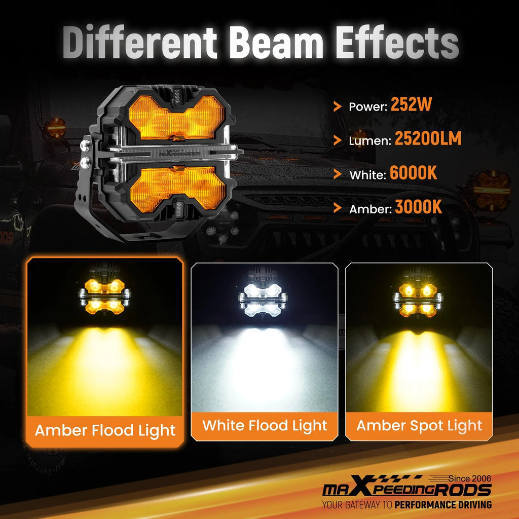LED Driving Light Pods 7" Spot Beam for Off Road Vehicles (IP68, 252W, 9-32V)