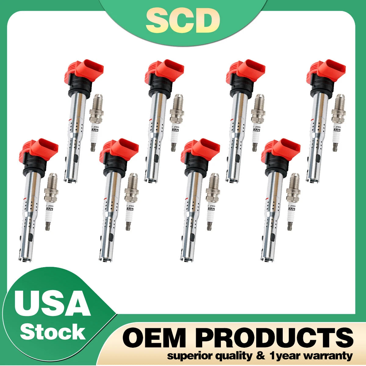 8X Ignition Coils & 8X Spark Plugs for VW Touareg, Audi A4, Q5, S5, R8 (2004–2021)