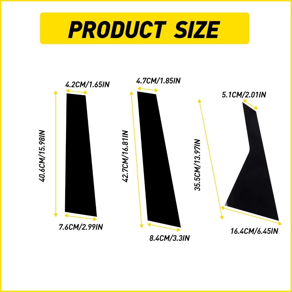 Set of 6 Black Pillar Posts Door Window Trim Cover for Genesis G80 (2015–2022)