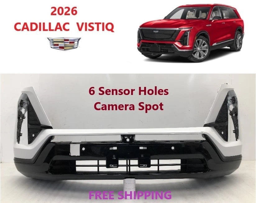 Front Bumper for Cadillac VISTIQ (2026) - 6 Sensor Holes, White