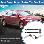 Set of 4 Front Inner Outer Tie Rod End Links for Cadillac Escalade (2002–2020)