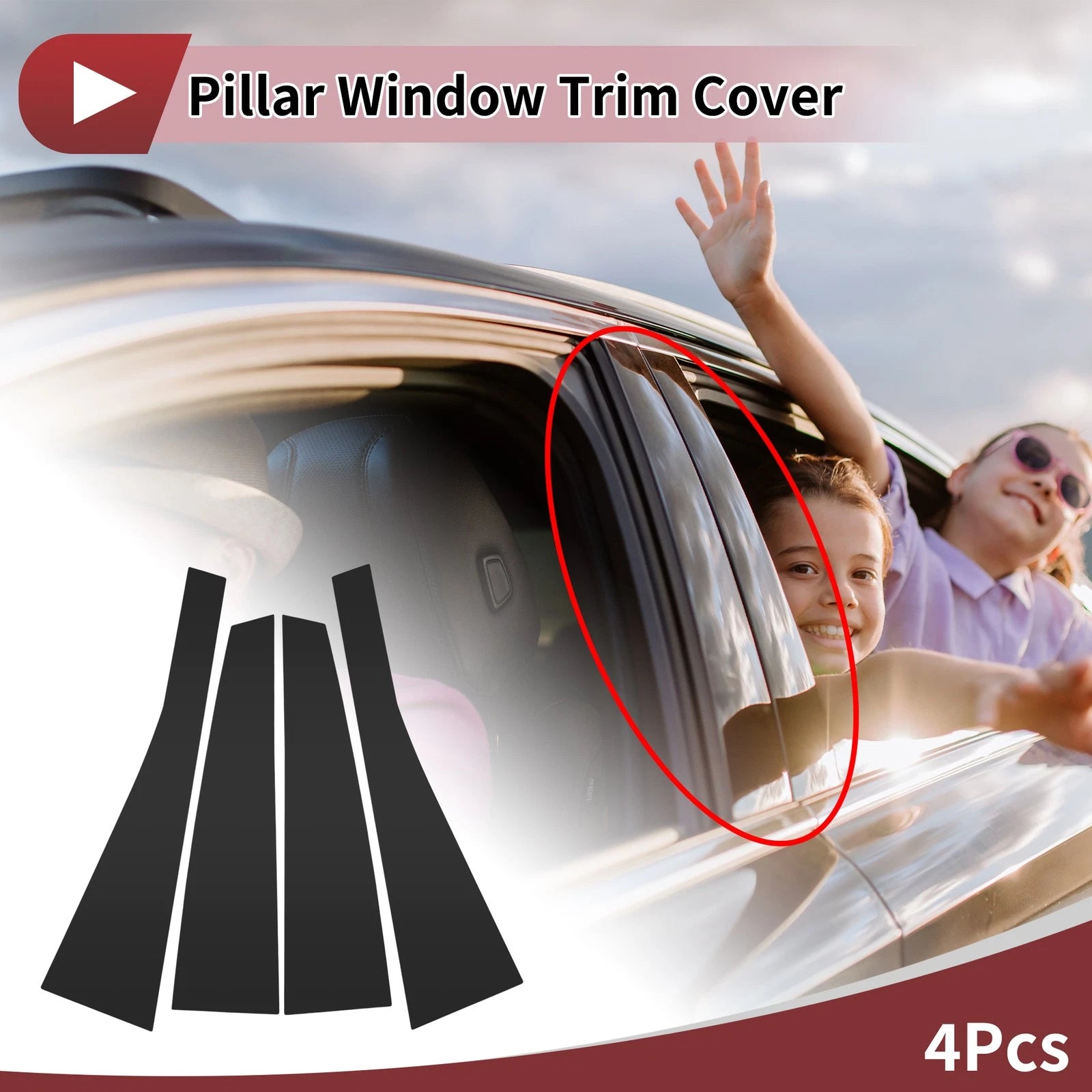 Set of 4 Car Door Pillar Window Trim for Toyota Alphard (2008–2014) Black