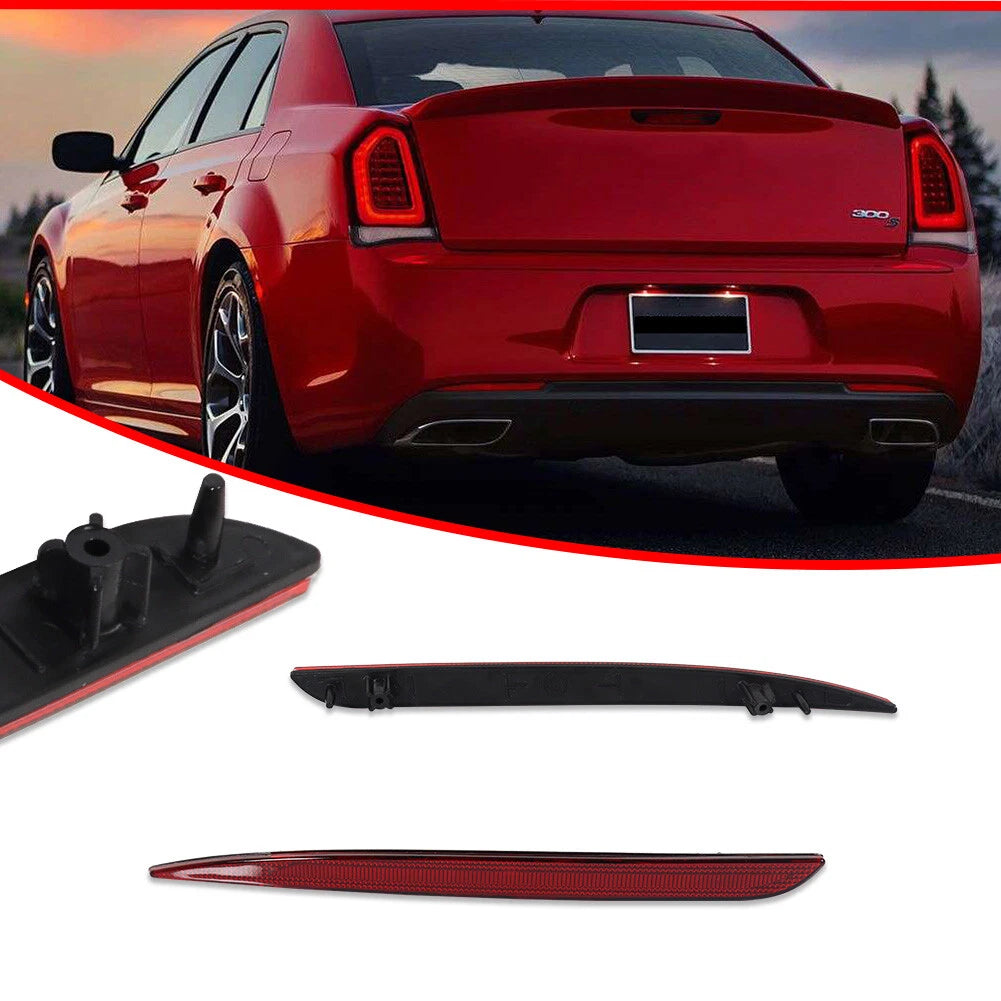 Set of 2 Red Lens Rear Bumper Reflectors for Chrysler 300 (2015–2022)