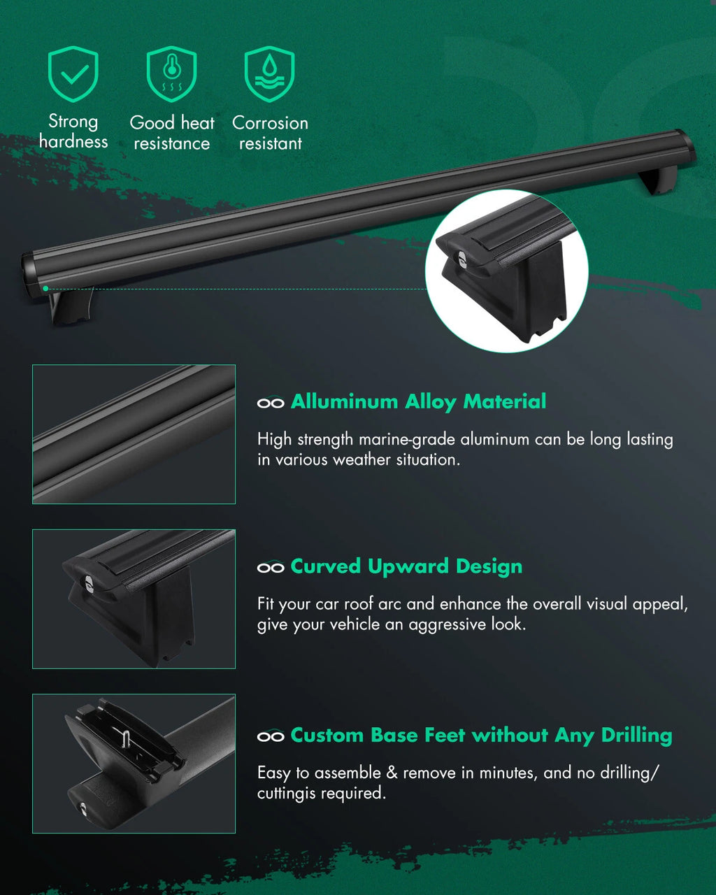 2X Roof Top Rack Cross Bars for Jeep Grand Cherokee (2011–2021)
