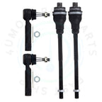 Set of 4 Inner Outer Tie Rods for Chevy Silverado 1500, GMC Sierra 2500 HD (2000–2006)
