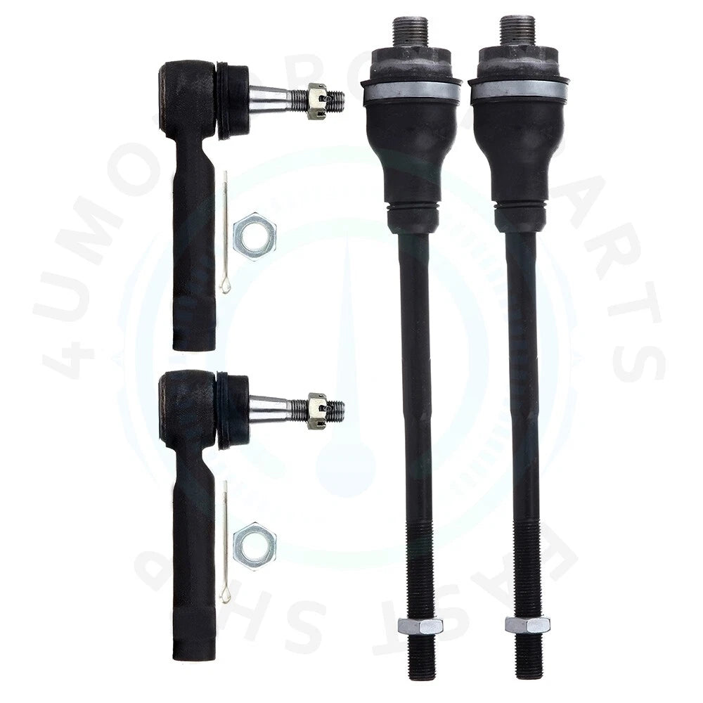 Set of 4 Inner Outer Tie Rods for Chevy Silverado 1500, GMC Sierra 2500 HD (2000–2006)