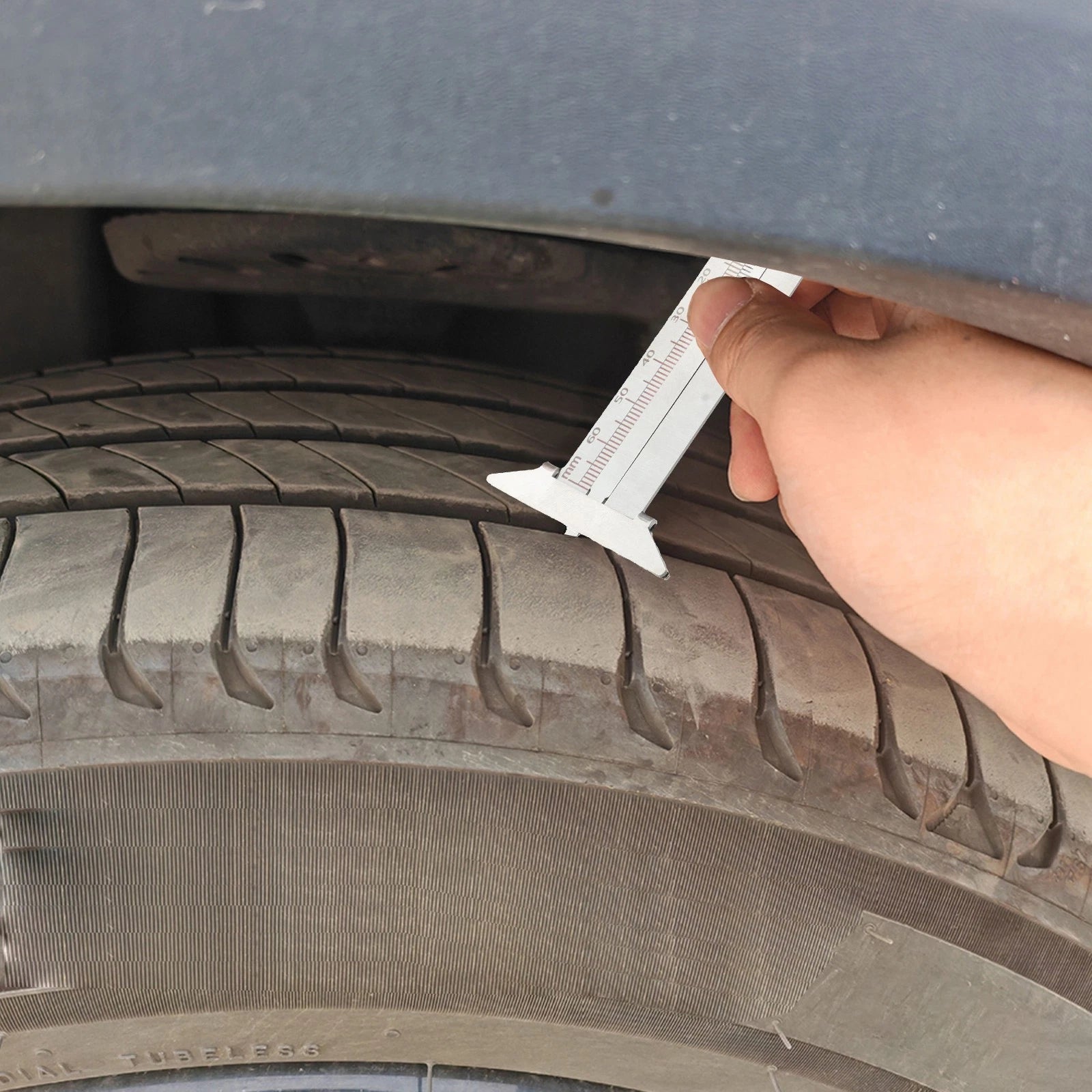 Tire Tread Depth Gauge for Universal Use (Forged Stainless Steel)