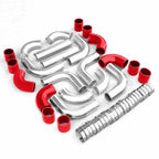 12Pcs 2.5" Intercooler Pipe Kit with Clamps & Red Silicone Couplers Universal