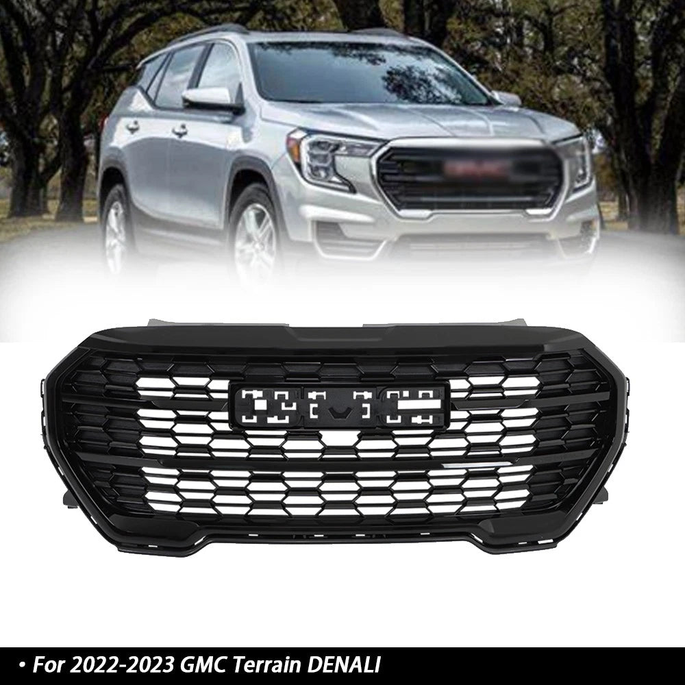 Center Grille for GMC Terrain Denali (2022–2023) Gloss Black with Camera Holes