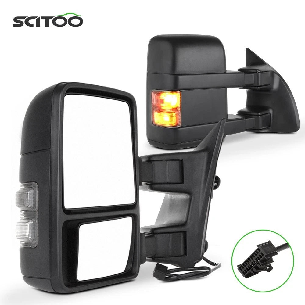 Manual Turn Signal Tow Mirrors for Ford Super Duty (1999–2016) Pair Black