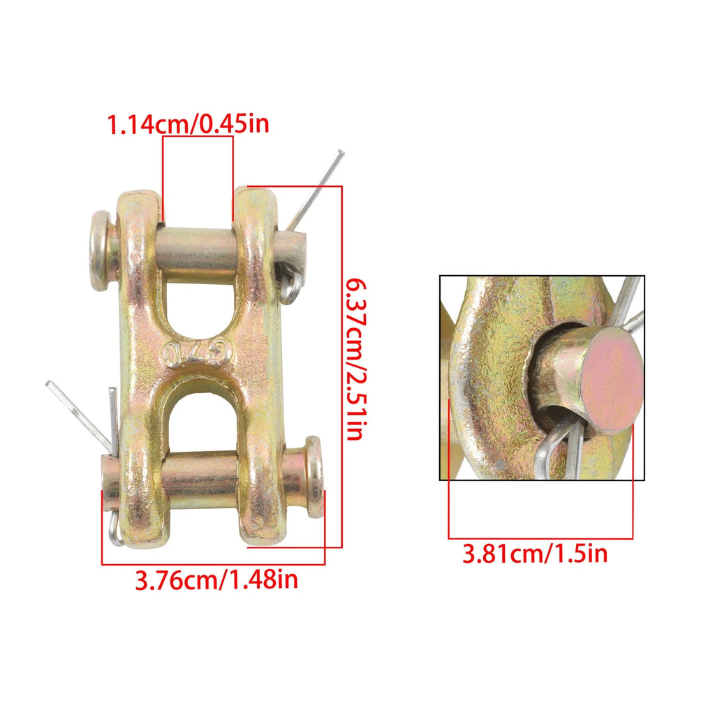 2 Pack Safety Chain Link Double Clevis for G70 (4700 lbs, 1/4" - 5/16")