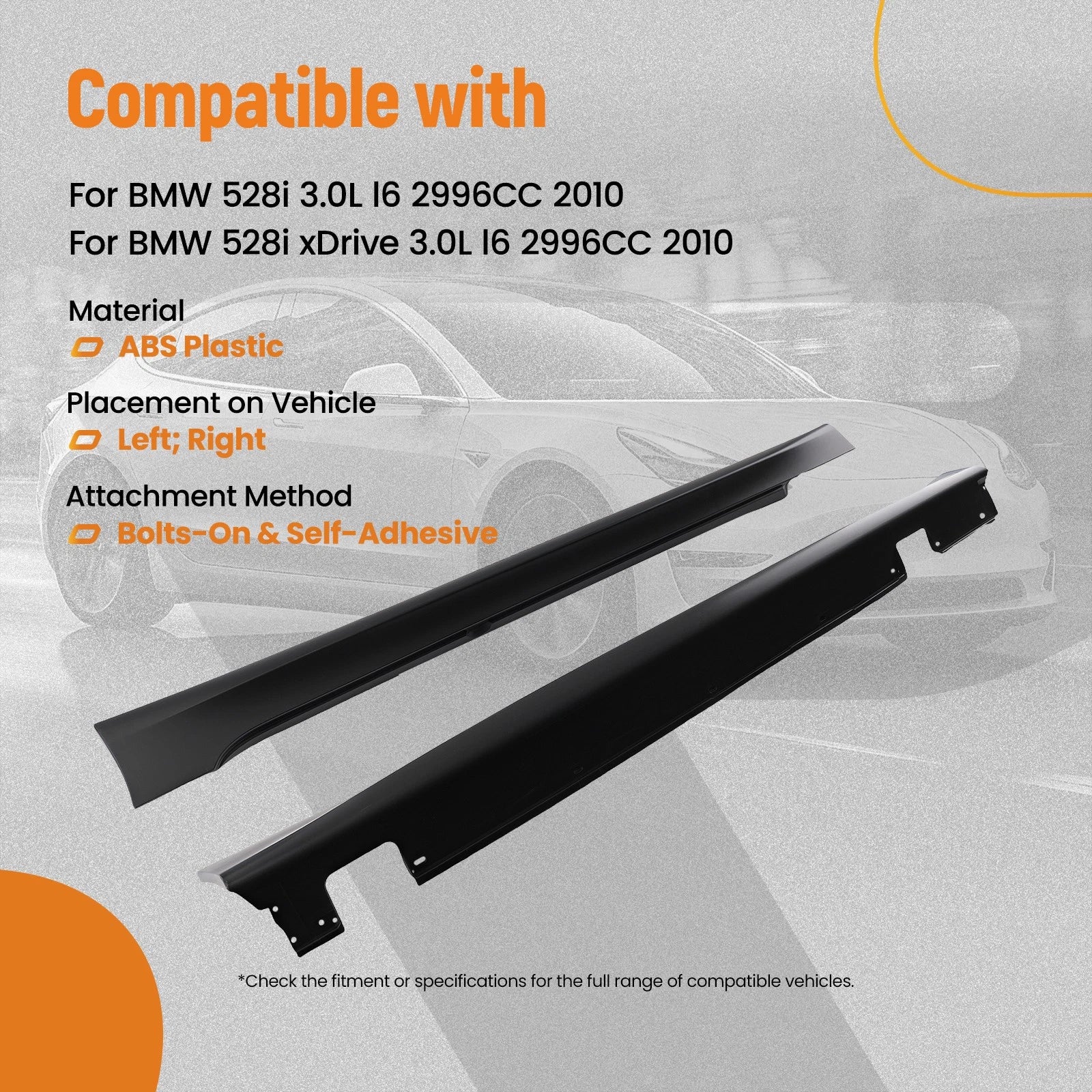 Set of 2 Side Skirt Extensions for BMW E60 E61 5-Series (2004–2010) PP