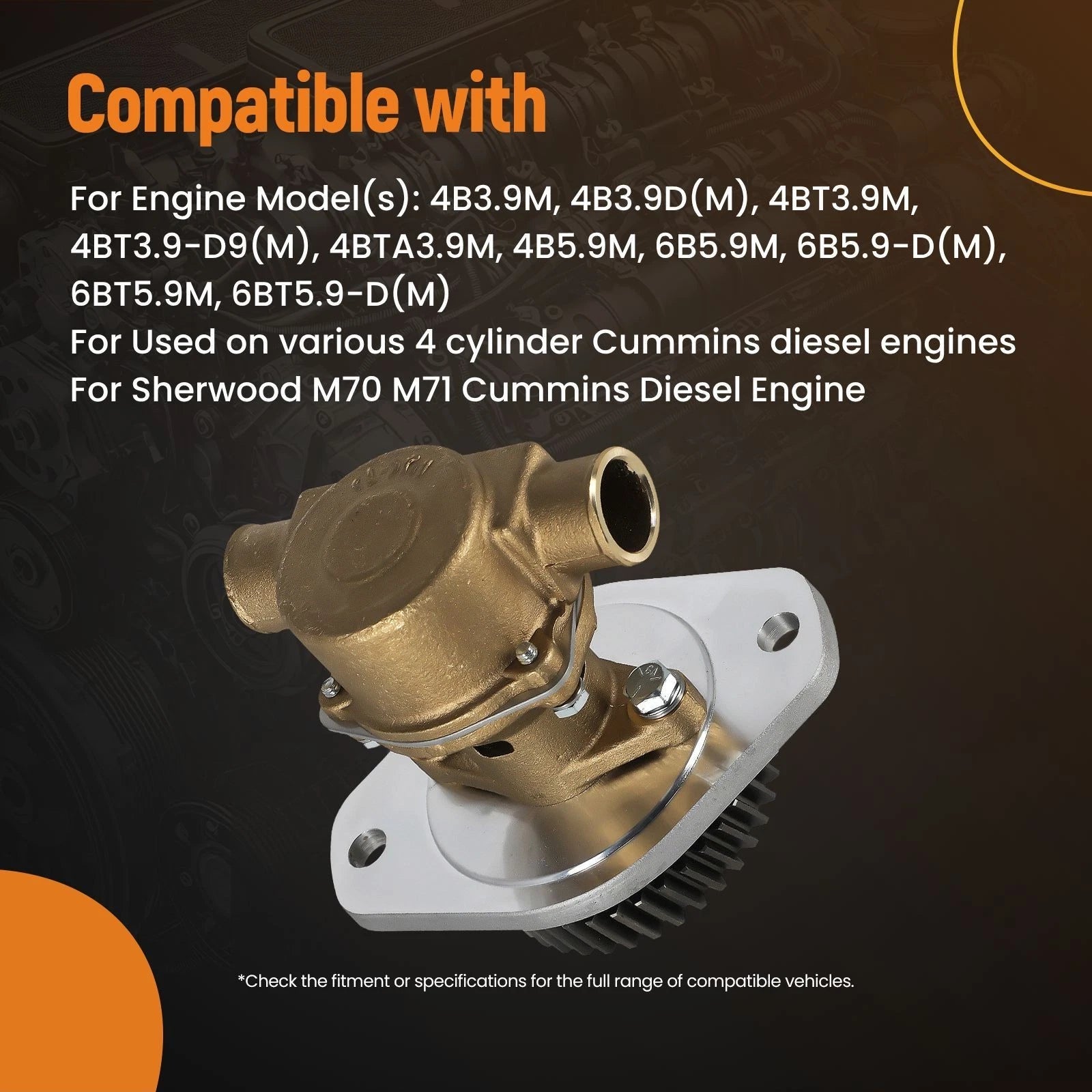 Coolant Pump for Cummins 4B 4BT3.9 6BT5.9 (Marine Diesel)