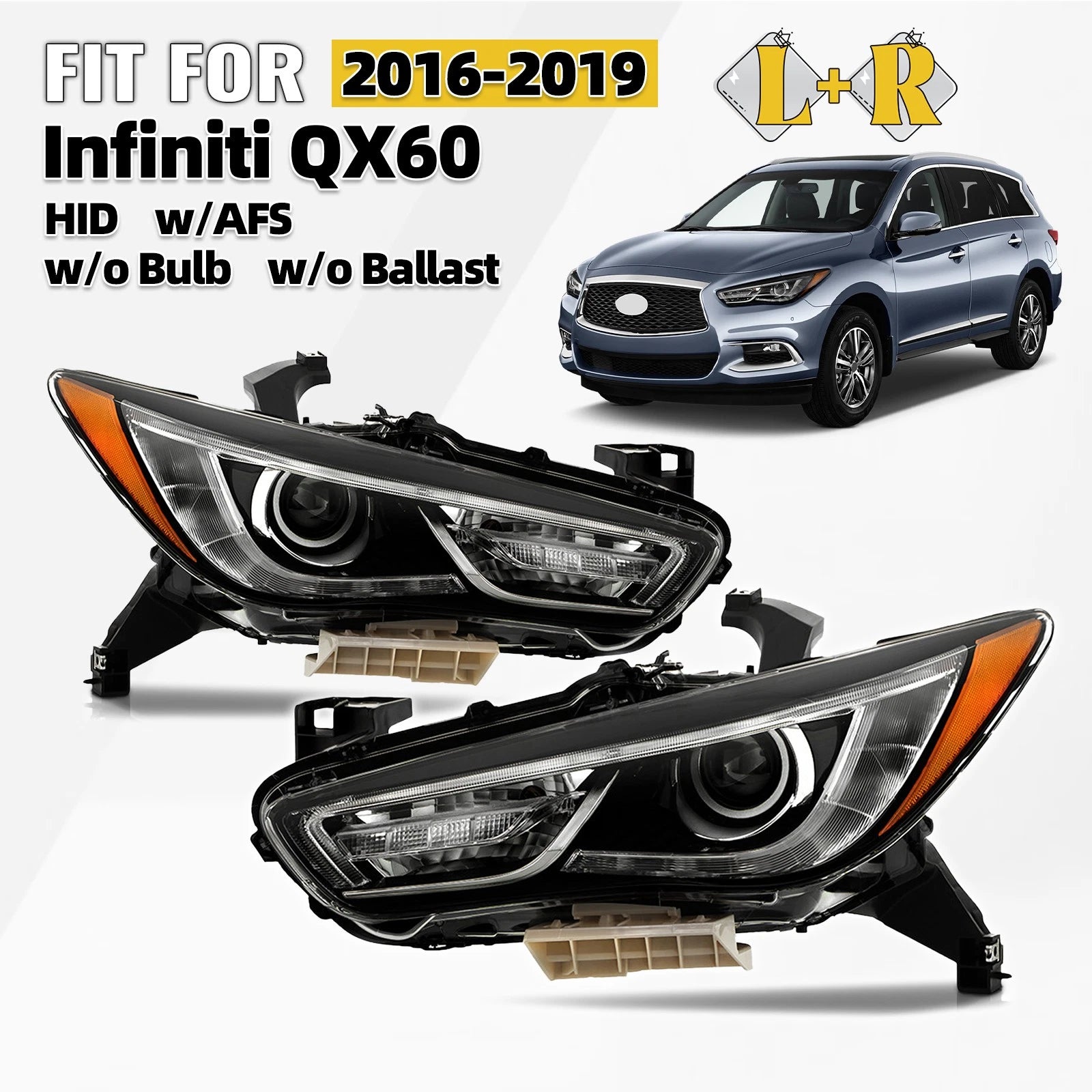 HID Headlight for Infiniti QX60 (2016–2019) AFS Left+Right